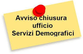 Chiusura ufficio Demografico 23/29 luglio 2022